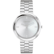 Calvin Klein Twisted Bezel Γυναικείο Ρολόι 34mm Ασημί 25100093