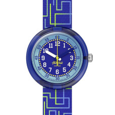 Flik Flak ZFPNP182 Παιδικό Ρολόι Crazy Maze Μπλε Πολύχρωμο Υφασμάτινο Λουράκι 34.75mm