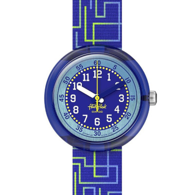 Flik Flak ZFPNP182 Παιδικό Ρολόι Crazy Maze Μπλε Πολύχρωμο Υφασμάτινο Λουράκι 34.75mm