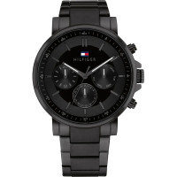 TOMMY HILFIGER Tyson Multifunction Black Dial 1710590 – Ανδρικό Ρολόι Χρονογράφος 44 mm Μαύρο Μεταλλικό Μπρασελέ