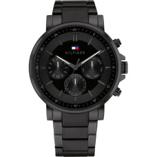 TOMMY HILFIGER Tyson Multifunction Black Dial 1710590 – Ανδρικό Ρολόι Χρονογράφος 44 mm Μαύρο Μεταλλικό Μπρασελέ