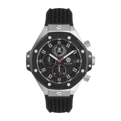 Philipp Plein PWPRA0924 Chrono Royal Ανδρικό Ρολόι 46mm με Μαύρο Λουράκι Σιλικόνης