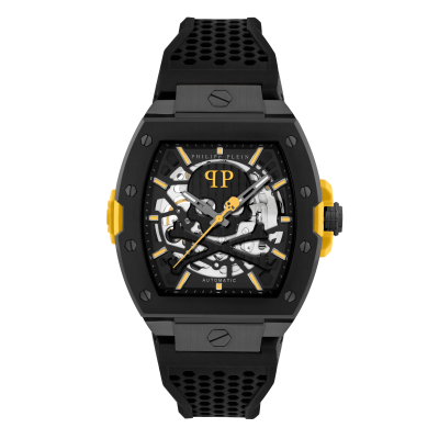 Philipp Plein PWJFA1526 Ανδρικό Αυτόματο Ρολόι The Skeleton 2.0 Μαύρο με Λουράκι Σιλικόνης 44mm
