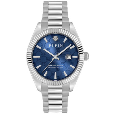 Philipp Plein Date Superlative Ανδρικό Ρολόι 40mm με Μπλε Καντράν και Ασημί Μπρασελέ PWDHA0226 Philipp Plein Date Superlative Ανδρικό Ρολόι 40mm με Μπλε Καντράν και Ασημί Μπρασελέ PWDHA0226