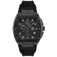 Philipp Plein The Hexagon Phantom Ανδρικό Ρολόι Χρονογράφος 44mm με Μαύρο Καουτσούκ Λουράκι PWHHA0326