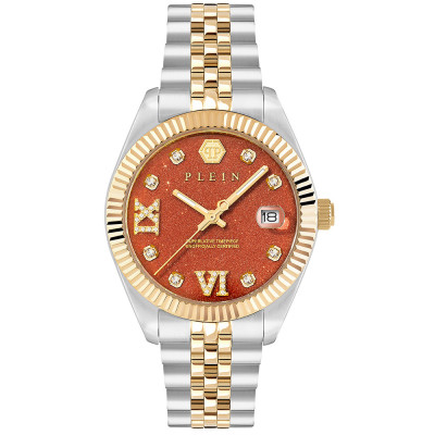 Philipp Plein Date Superlative Γυναικείο Ρολόι 34mm με Πορτοκαλί Καντράν και Δίχρωμο Μπρασελέ PWYFA1526 Philipp Plein Date Superlative Γυναικείο Ρολόι 34mm με Πορτοκαλί Καντράν και Δίχρωμο Μπρασελέ PWYFA1526