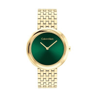 Calvin Klein Iconic 25100066 Γυναικείο Ρολόι Χρυσό Μεταλλικό Μπρασελέ Πράσινο Καντράν 34mm Quartz
