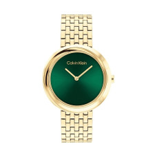 Calvin Klein Iconic 25100066 Γυναικείο Ρολόι Χρυσό Μεταλλικό Μπρασελέ Πράσινο Καντράν 34mm Quartz