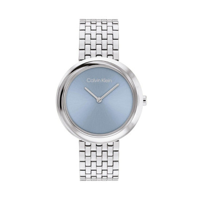 Calvin Klein 25100065 Γυναικείο Ρολόι Ασημί Μεταλλικό Μπρασελέ Μπλε Καντράν 34mm Quartz