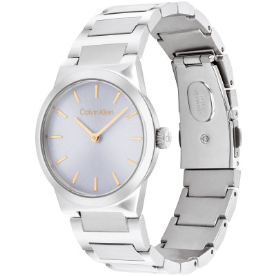 Calvin Klein 25100079 Γυναικείο Ρολόι Ασημί Μεταλλικό Μπρασελέ Μωβ Καντράν 32mm Quartz