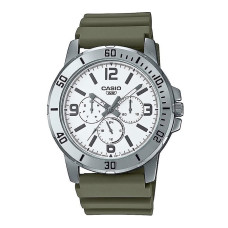 Casio MTP-VD300-3B Ανδρικό Ρολόι – Πράσινο Λουράκι Ρητίνης / Ατσάλινη Κάσα 45 mm