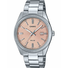 Casio MTP-1302PE-4AVEF Ανδρικό Ρολόι 44 mm – Ασημί Μεταλλικό Μπρασελέ & Ροζ Καντράν
