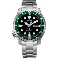 Citizen Promaster Automatic Diver Ανδρικό Ρολόι 42mm με Μαύρο Καντράν, Πράσινη Στεφάνη & Ασημί Ατσάλινο Μπρασελέ NY0084-89E