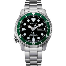 Citizen Promaster Automatic Diver Ανδρικό Ρολόι 42mm με Μαύρο Καντράν, Πράσινη Στεφάνη & Ασημί Ατσάλινο Μπρασελέ NY0084-89E