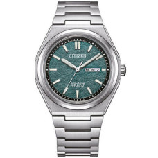 Citizen Zenshin Eco-Drive Ανδρικό Ρολόι 39mm με Πράσινο Καντράν & Super Titanium Μπρασελέ AW0130-85X