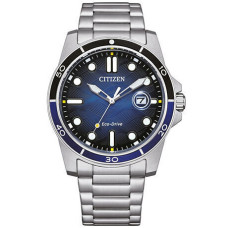 Citizen Eco-Drive Ανδρικό Ρολόι 41,5mm με Μπλε Καντράν & Ασημί Ατσάλινο Μπρασελέ AW1810-85L