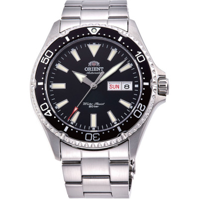 Orient RA-AA0001B19B – Ανδρικό Αυτόματο Ρολόι Mako III, Μαύρο Καντράν, Ασημί Μπρασελέ, 42mm