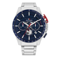 Tommy Hilfiger Ανδρικό Ρολόι Χρονογράφος με Μπλε Καντράν και Ασημί Μπρασελέ 1792261