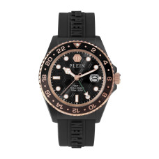 PHILIPP PLEIN PWYBA0823 Ανδρικό Ρολόι GMT-I Challenger Μαύρο Ατσάλι / Μαύρο Rubber Strap 44mm