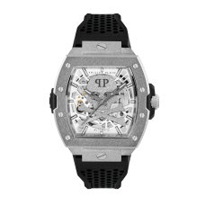 PHILIPP PLEIN PWJFA0925 Ανδρικό Ρολόι Skeleton Frosted Stainless Steel Black Silicon Strap 44mm
