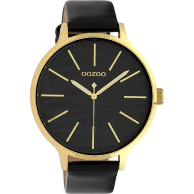 OOZOO Timepieces  Large Rose Gold Black Leather Strap C10124