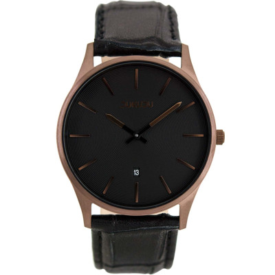 DUKUDU Pauline Rose Gold Black Leather Strap DU-116