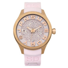 SUPERDRY Ladie's Scuba Rocks Rose Gold Pink Rubber Strap 