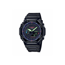 Casio G-Shock Mens Chrono Dual Time Black Silicone Strap GA-2100RGB-1AER