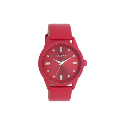 OOZOO Timepieces Red case with Red Leather Strap C11286