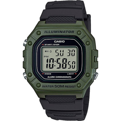 CASIO Collection Black Rubber Strap W-218H-3AVEF