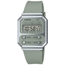Casio Vintage Unisex Watch Green Silicone Strap A100WEF-3AEF