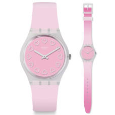 SWATCH Swatch All Pink GE273 Silver Plastic Case, Pink Rubber Strap