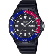 Casio MRW-230H-1E2VEF Ανδρικό Αναλογικό Ρολόι Ρητίνης Μαύρο με Περιστρεφόμενο Μπλε-Κόκκινο Μπεζέλ και Αντοχή στο Νερό 100m