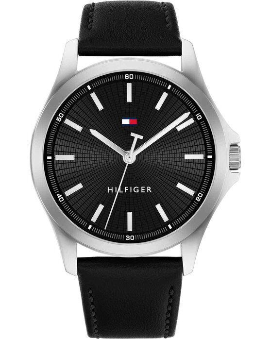 Tommy Hilfiger 1710668 Ανδρικό Ρολόι Μπαταρίας Μαύρο Δερμάτινο Λουράκι 43mm