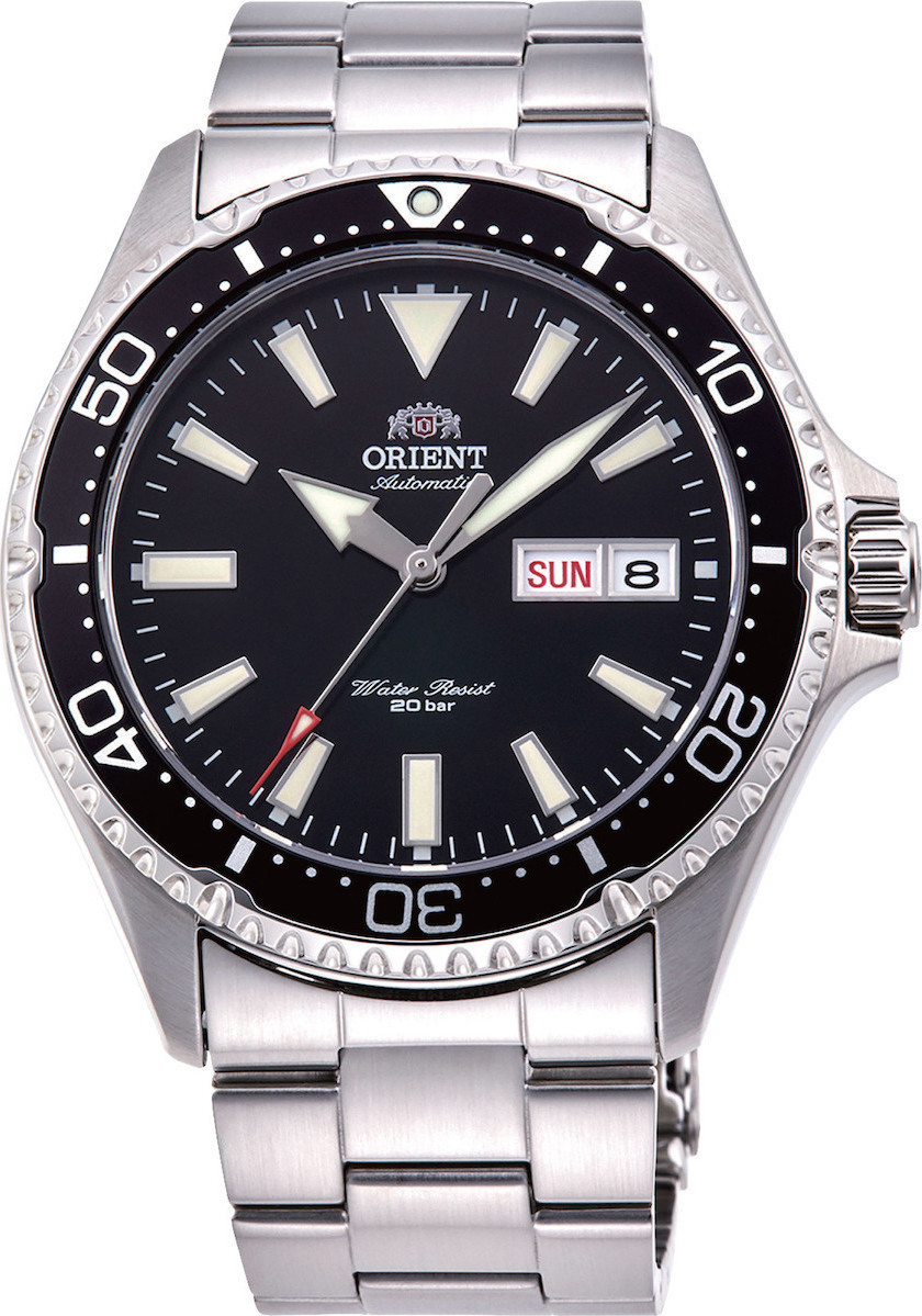 Orient RA-AA0001B19B – Ανδρικό Αυτόματο Ρολόι Mako III, Μαύρο Καντράν, Ασημί Μπρασελέ, 42mm