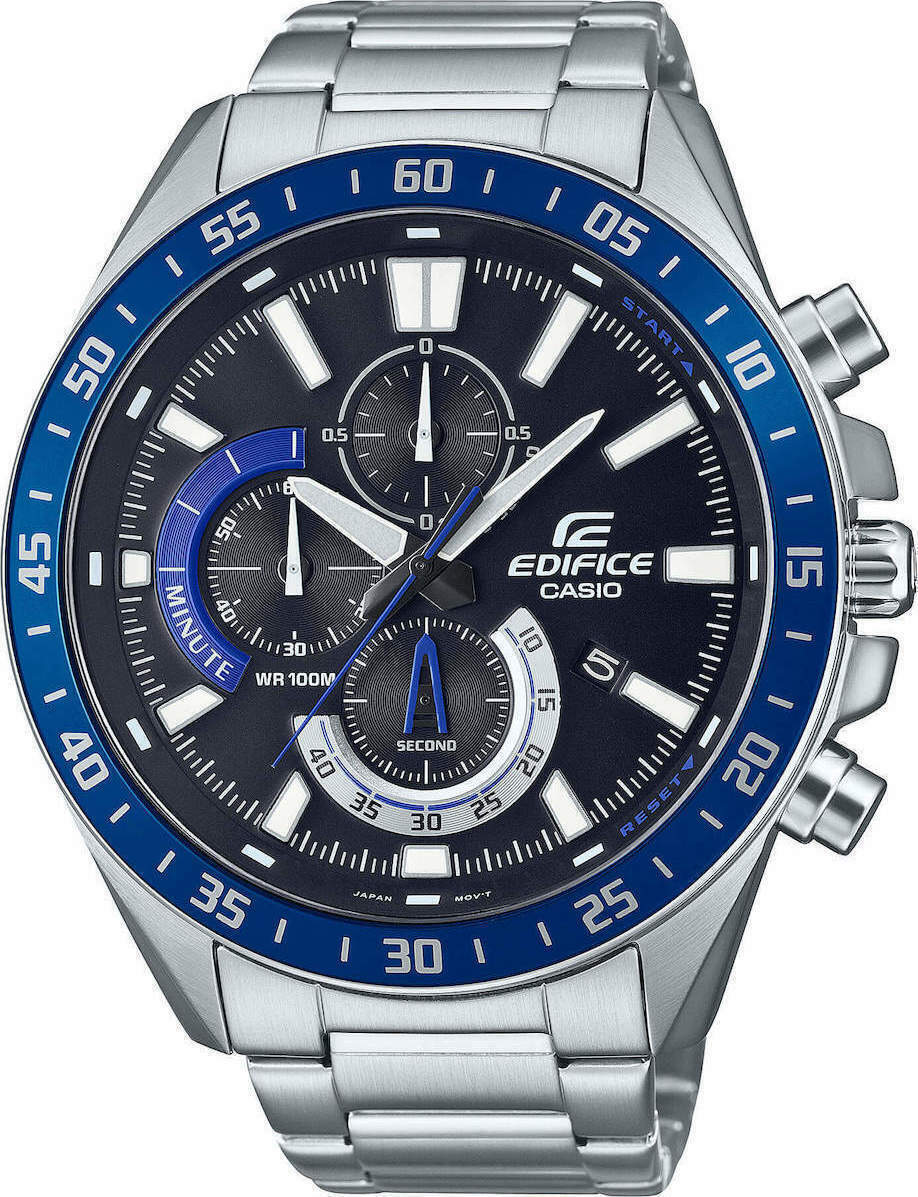 Casio Edifice Ρολόι Χρονογράφος Μπαταρίας με Ασημί Μεταλλικό Μπρασελέ EFV-620D-1A2VUEF