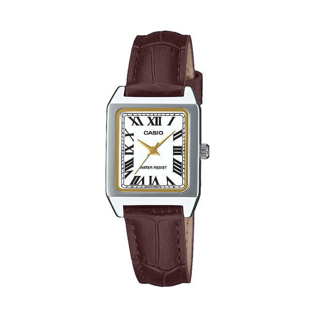 Casio LTP-B150L-7B2EF Γυναικείο Αναλογικό Ρολόι Μπαταρίας με Λευκό Καντράν και Μπεζ Δερμάτινο Λουράκι