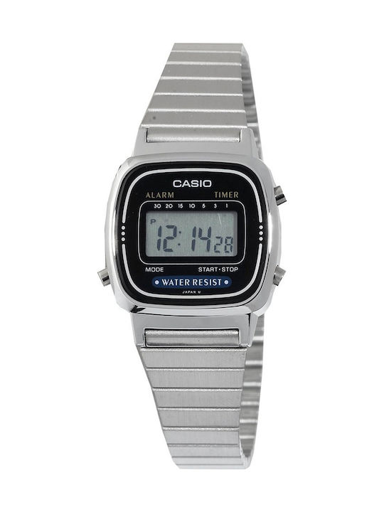Casio Ψηφιακό Ρολόι με Μεταλλικό Μπρασελέ σε Ασημί χρώμα LA-670WA-1D
