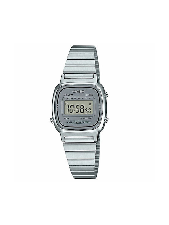 Casio Ρολόι με Μεταλλικό Μπρασελέ σε Ασημί χρώμα LA-670WA-7DF