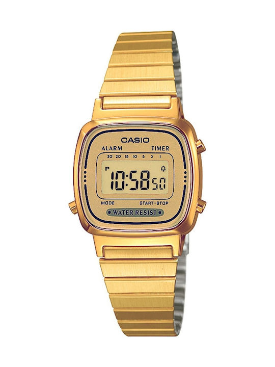 Casio Ρολόι με Χρυσό Μεταλλικό Μπρασελέ LA-670WGA-9D