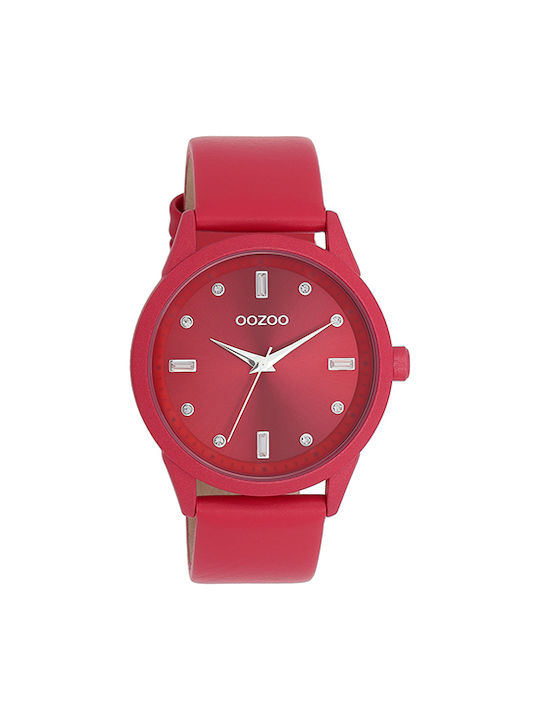 OOZOO Timepieces Red case with Red Leather Strap C11286