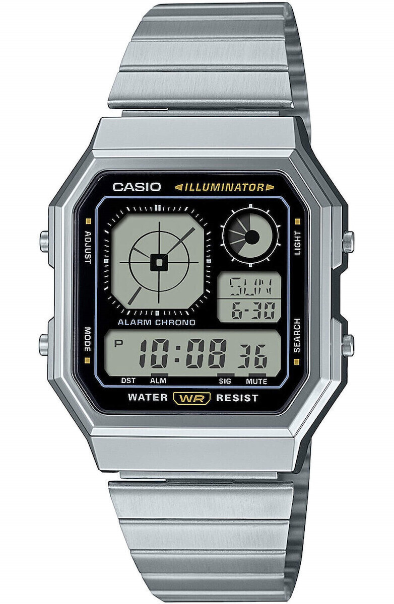 Casio A130WE-1AEF Ανδρικό Ψηφιακό Ρολόι Ανοξείδωτο Ατσάλι 38 mm