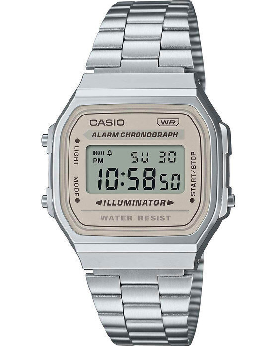 Casio A168WA-8AYES Ανδρικό Ψηφιακό Ρολόι Ανοξείδωτο Ατσάλι 36 mm
