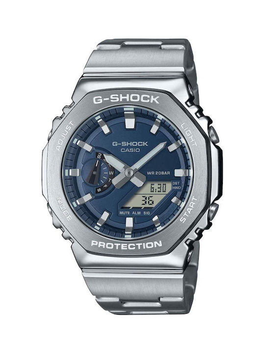 Casio G-Shock GM-2110D-2BER Ανδρικό Αναλογικό-Ψηφιακό Ρολόι Ανοξείδωτου Ατσαλιού με Μπλε Καντράν, Carbon Core Guard και Αντοχή στο Νερό 200m