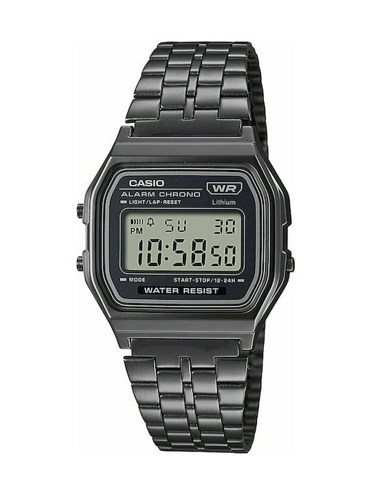 Casio Ψηφιακό Ρολόι A-158WETB-1AEF Χρονογράφος Μπαταρίας με Γκρι Μεταλλικό Μπρασελέ